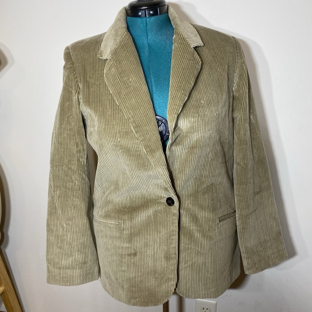 VTG Orvis Blazer Jacket Women's 8 Tan Corduroy Single Breasted Pockets USA Made